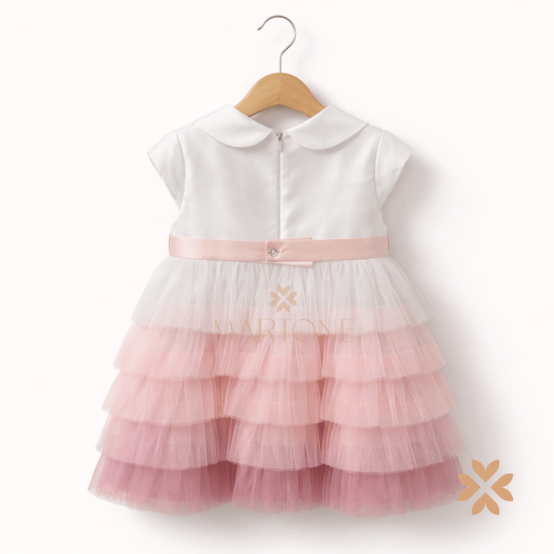 Abitino a balze in tulle sfumato - La Sartoria Dei Piccoli