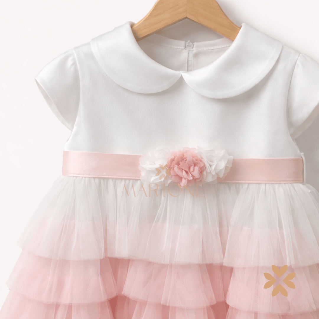 Abitino a balze in tulle sfumato - La Sartoria Dei Piccoli