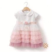 Abitino a balze in tulle sfumato - La Sartoria Dei Piccoli