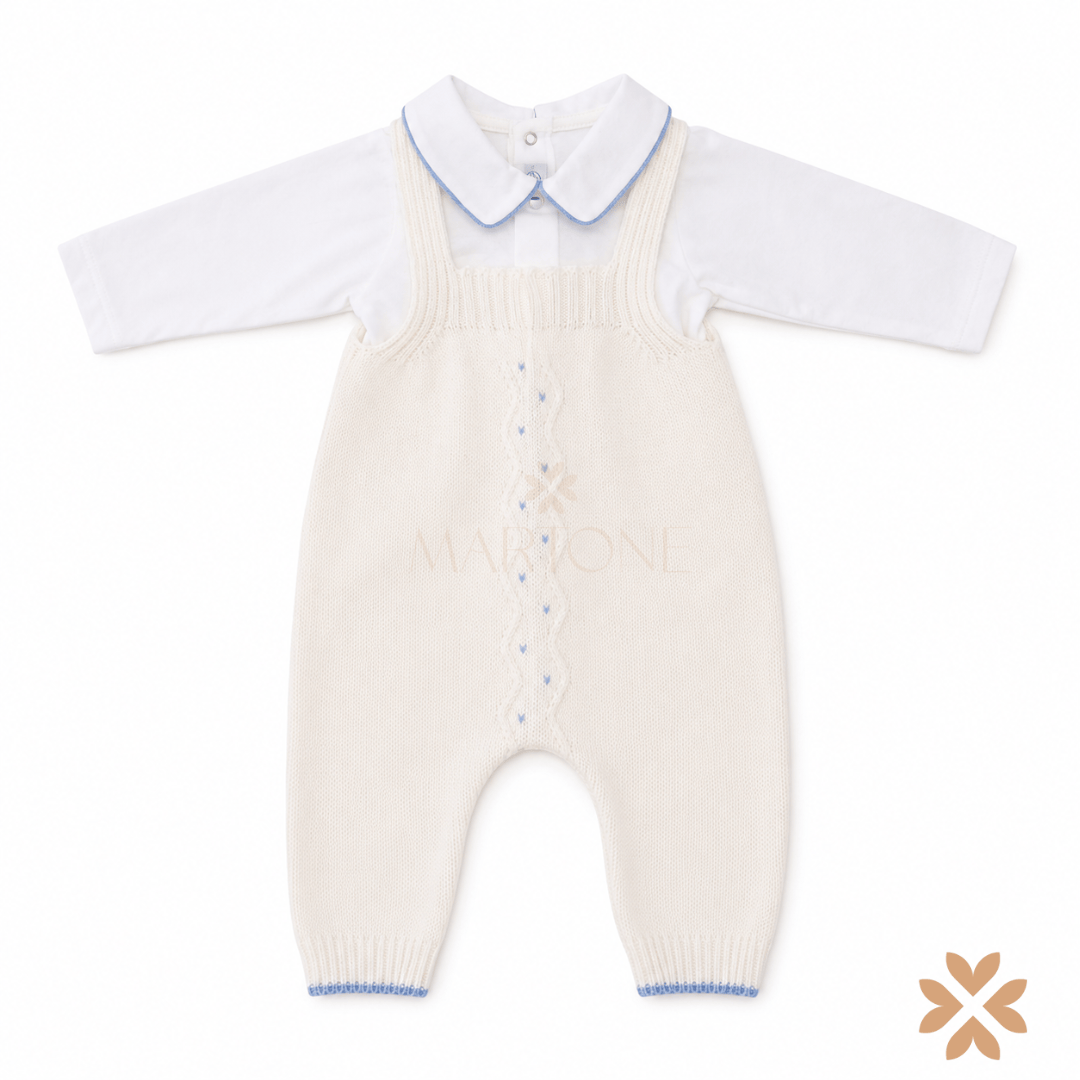 Completo salopette e cardigan in maglia - La Sartoria Dei Piccoli