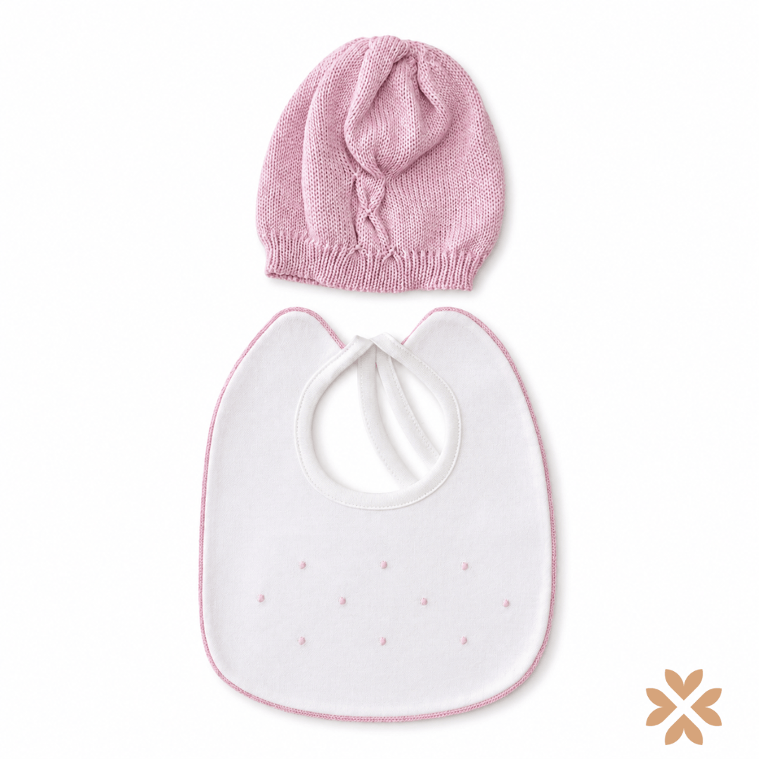 Set cappellino e bavetta in lana - La Sartoria Dei Piccoli