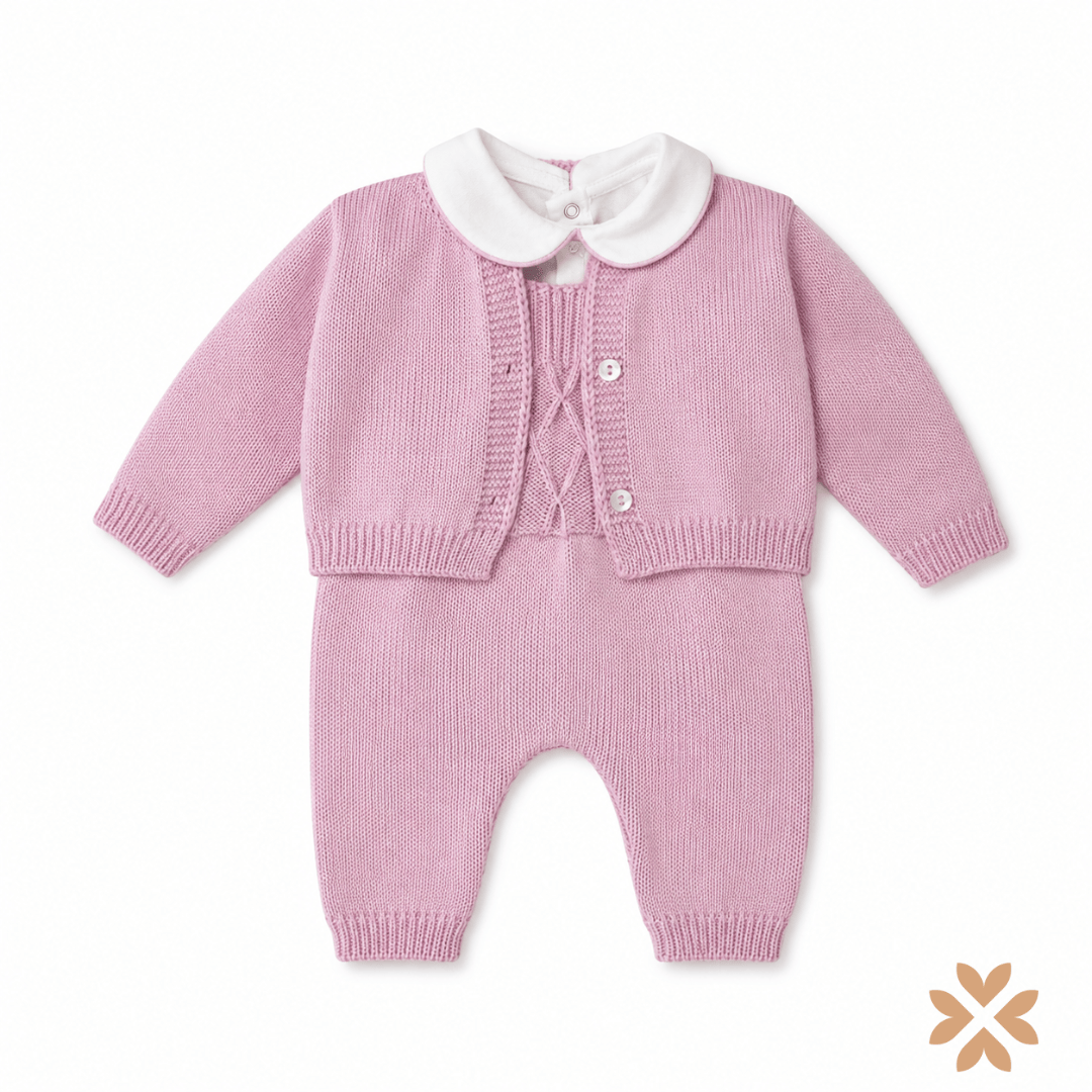 Completo neonata in lana con cardigan - La Sartoria Dei Piccoli
