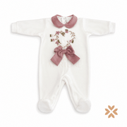 Tutina in ciniglia con ricami - La Sartoria Dei Piccoli
