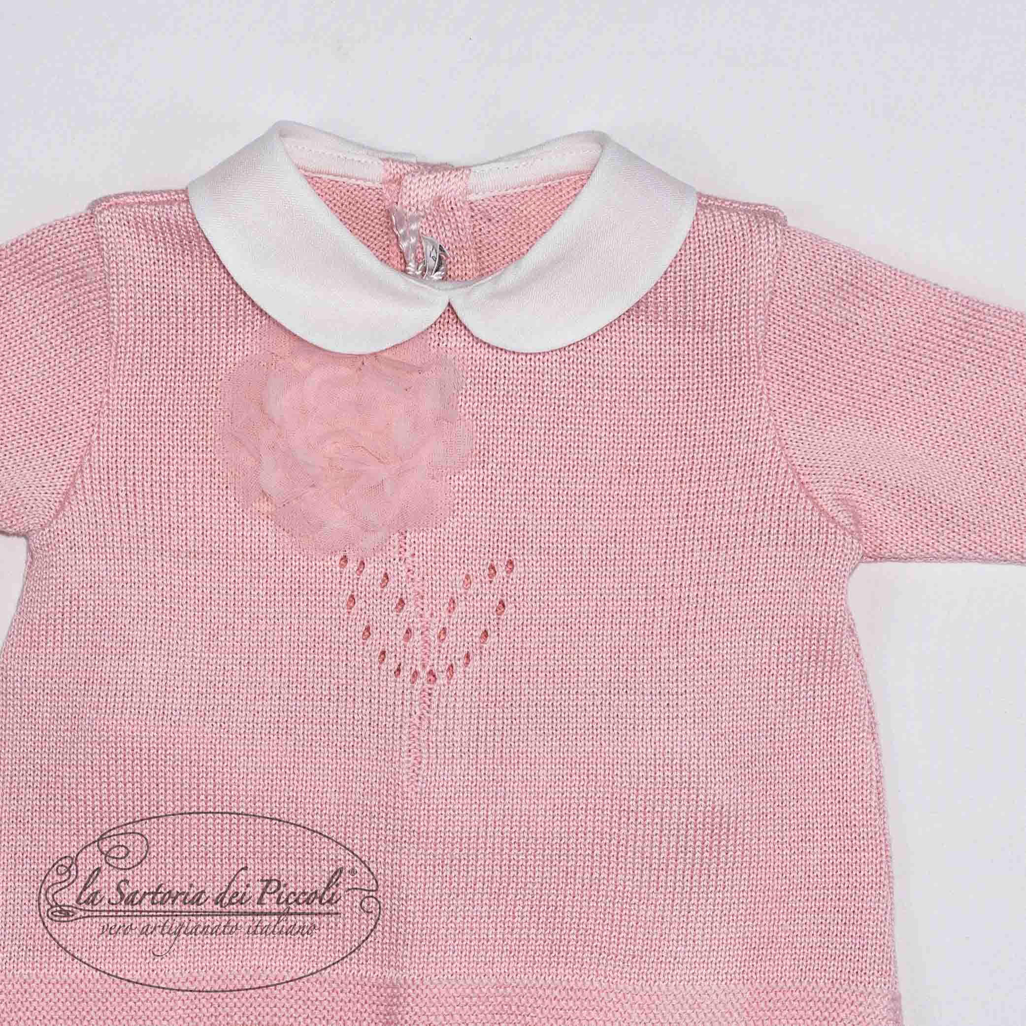 Tutina spezzata con fiore tridimensionale - La Sartoria Dei Piccoli