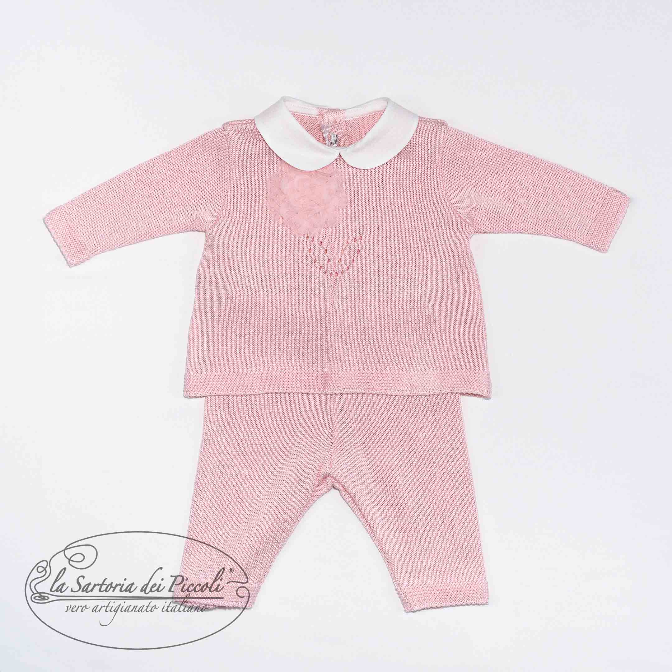 Tutina spezzata con fiore tridimensionale - La Sartoria Dei Piccoli