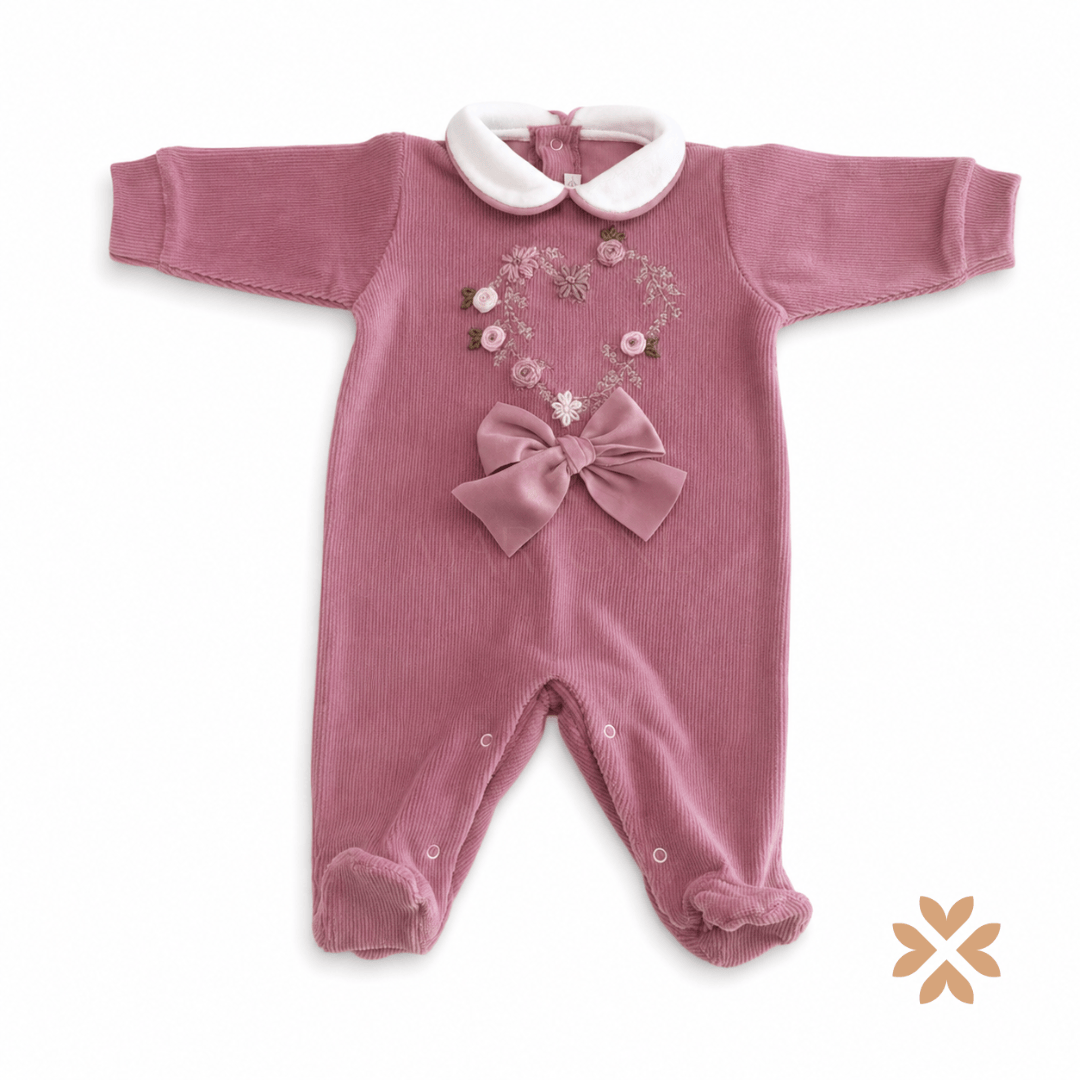 Tutina intera millerighe rosa antico - La Sartoria Dei Piccoli