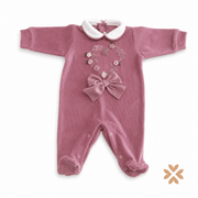 Tutina intera millerighe rosa antico - La Sartoria Dei Piccoli