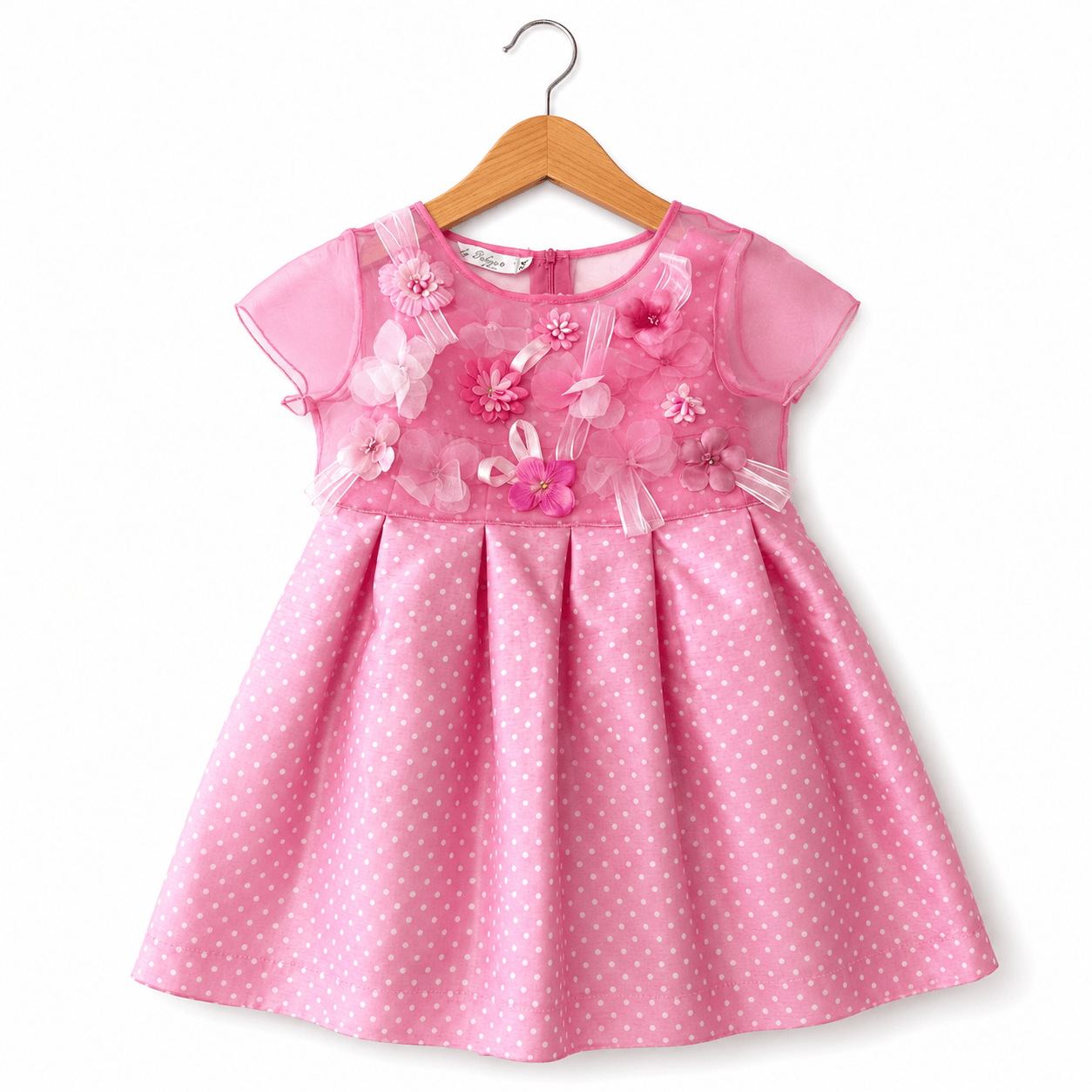 Abito bambina rosa con fiori 3D