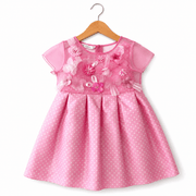 Abito bambina rosa con fiori 3D