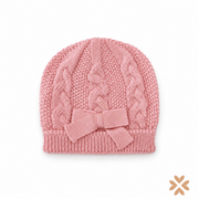 Cappellino Neonata in Maglia con Trecce e Fiocco