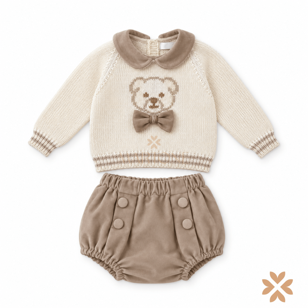 Completo Maglia Orsetto e Coulotte in Velluto - Les Joies