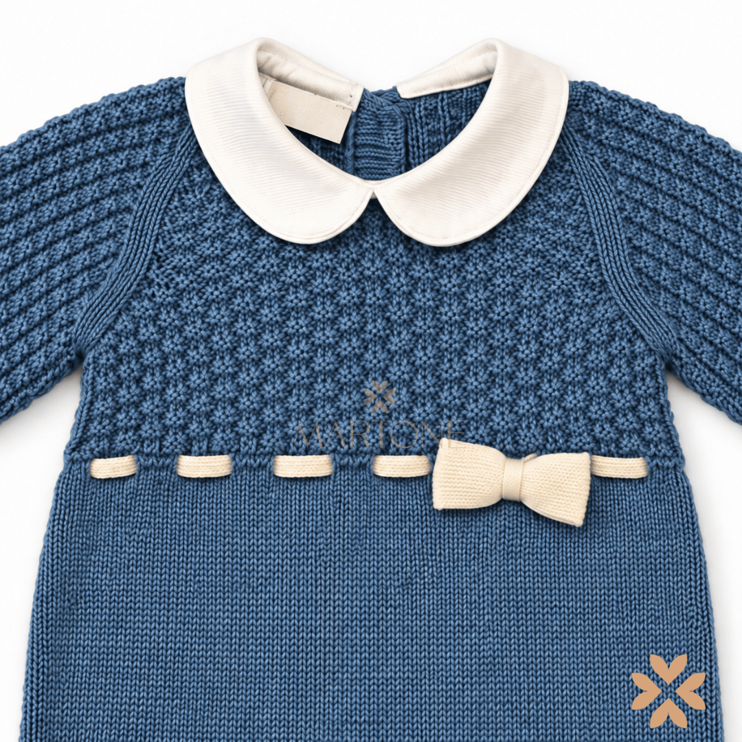 Tutina in Maglia con Colletto e Fiocco