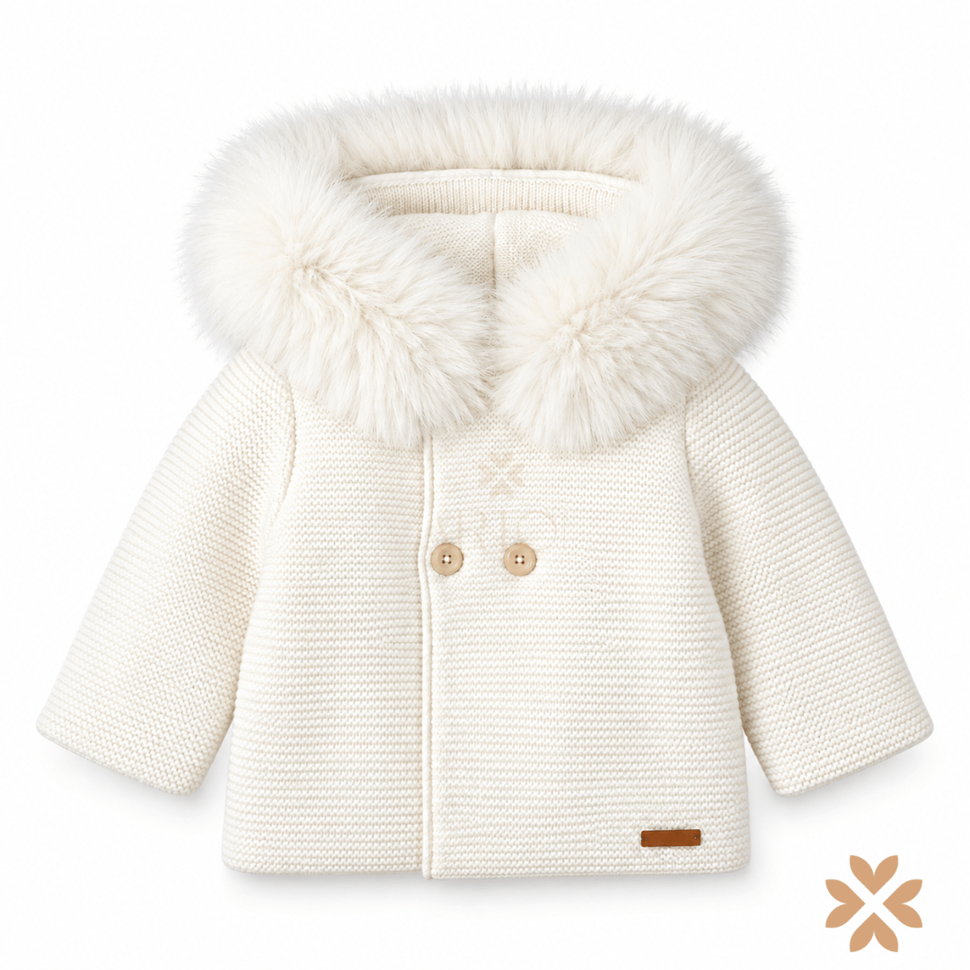 Cappotto Panna in Maglia con Ecopelliccia  - Mac Ilusion