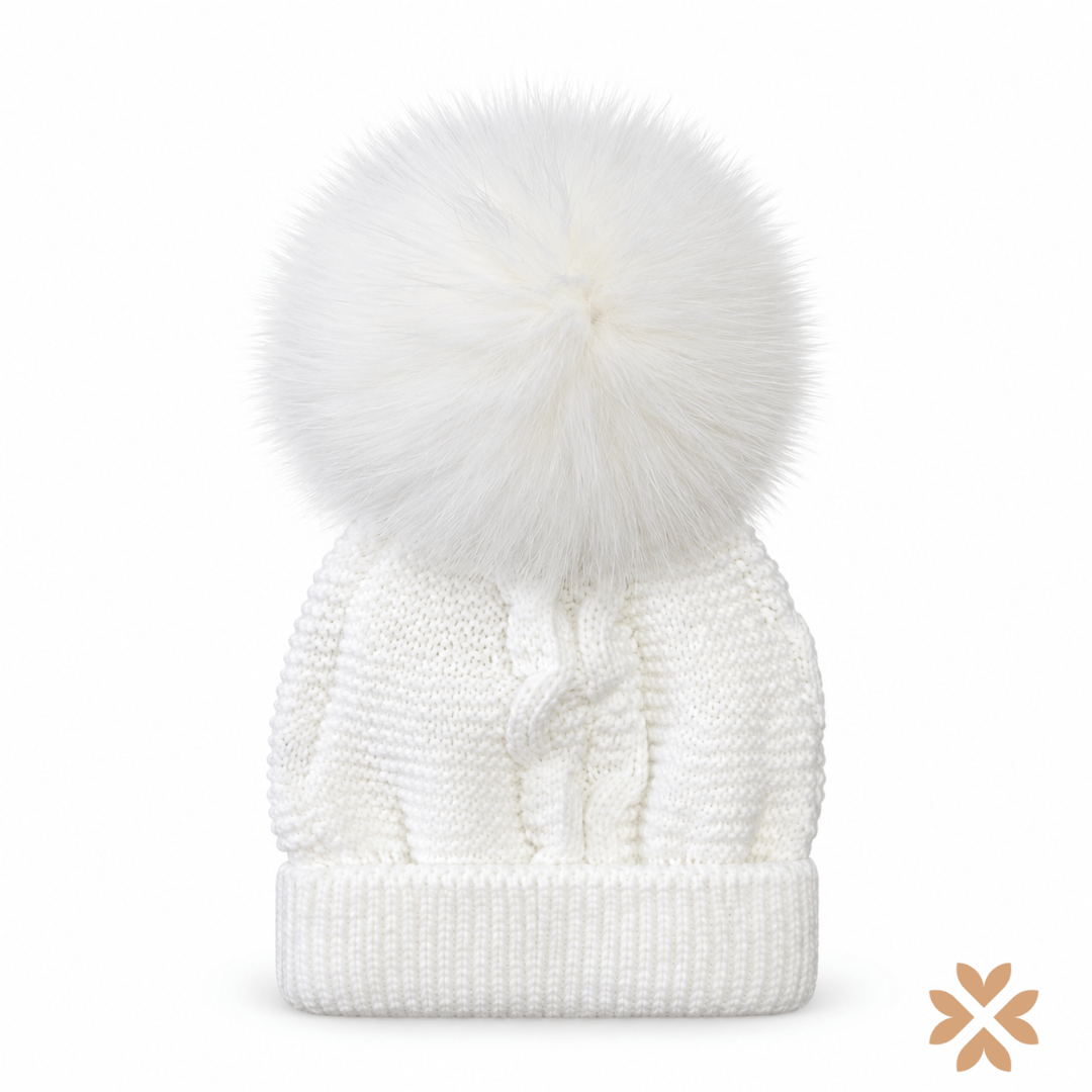 Cappellino Neonato in Maglia con Maxi Pompon - Mac Ilusion