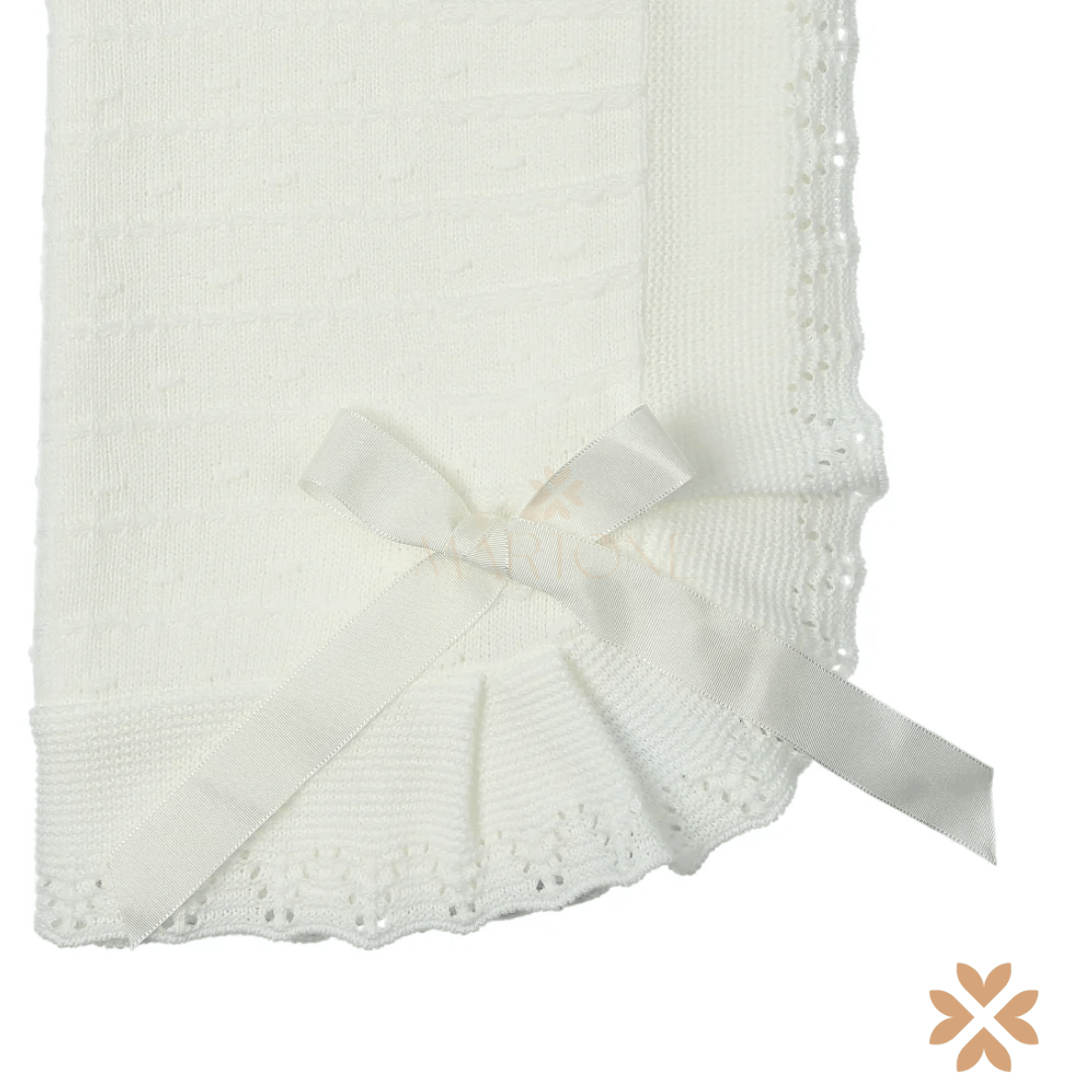 Coperta in lana smerlata con fiocco - Mac Ilusion