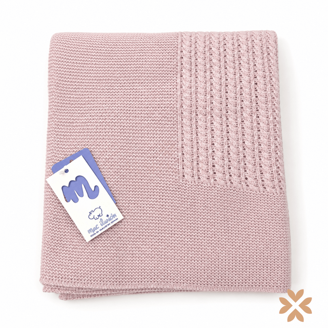 Coperta in lana rosa a trecce - Mac Ilusion