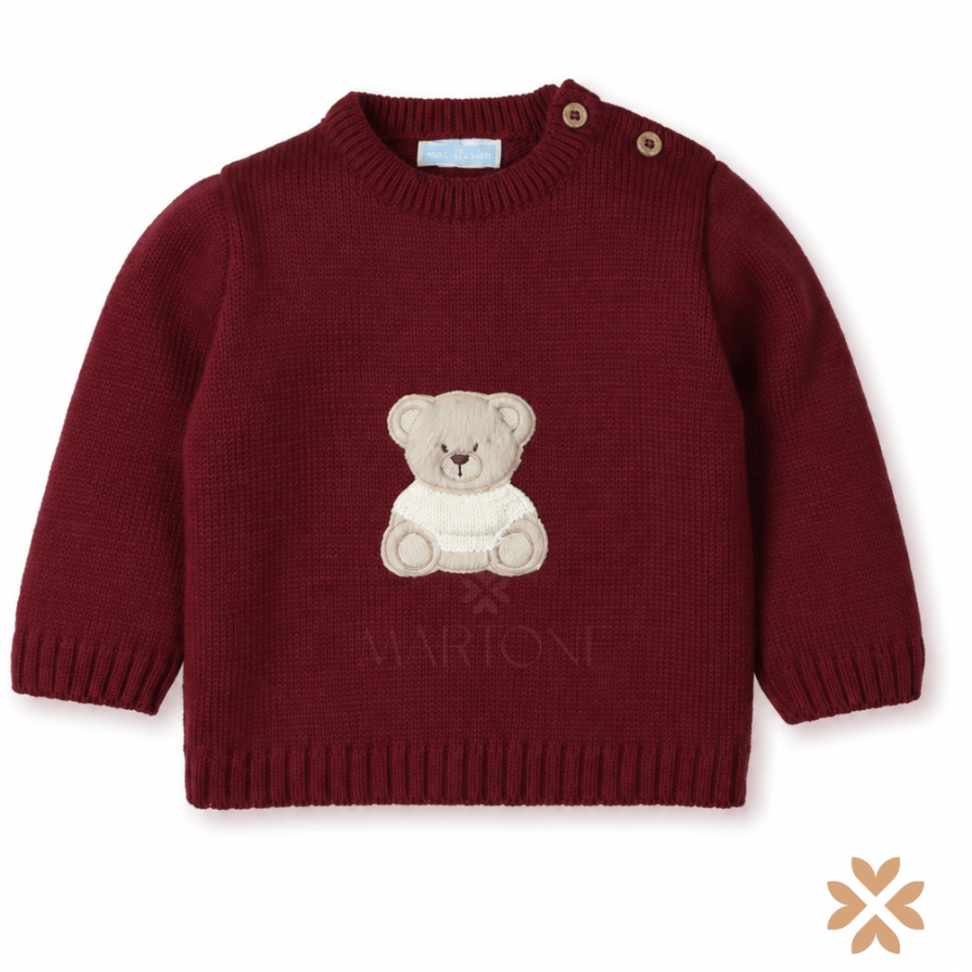 Maglioncino Orsetto Bordeaux - Mac Ilusion