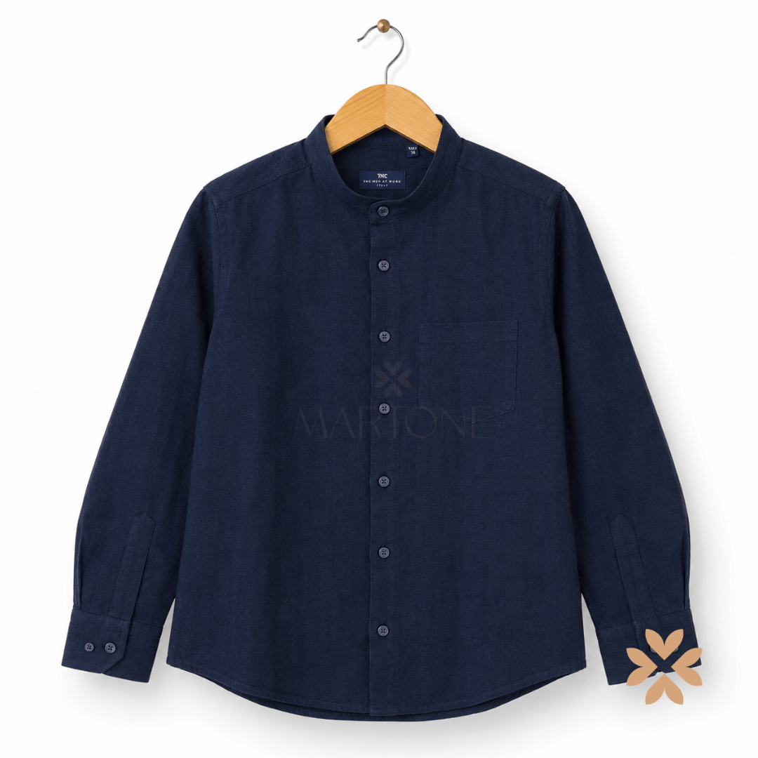 Camicia in lino blu - Manuell&Frank