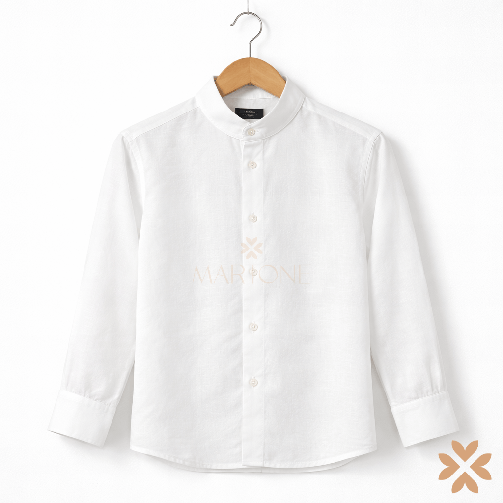 Camicia in lino collo alla coreana - Manuell&Frank