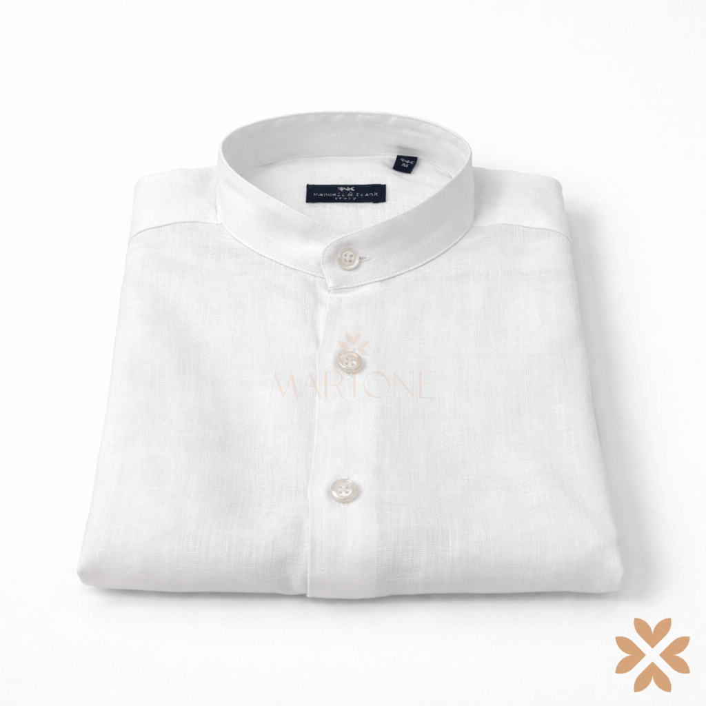 Camicia in lino collo alla coreana - Manuell&Frank