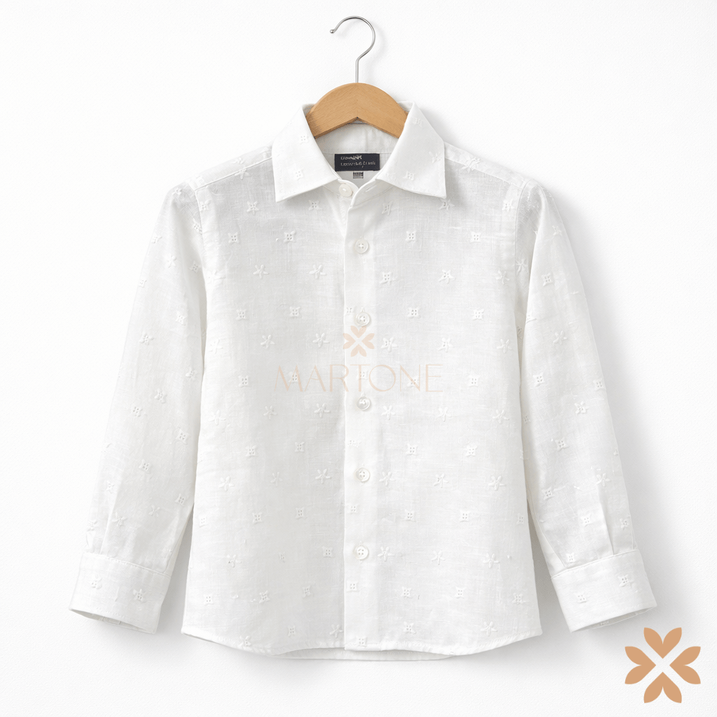 Camicia in lino con microfantasia ricamata - Manuell&Frank