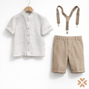 Completo camicia e bermuda in lino con bretelle - Manuell&Frank