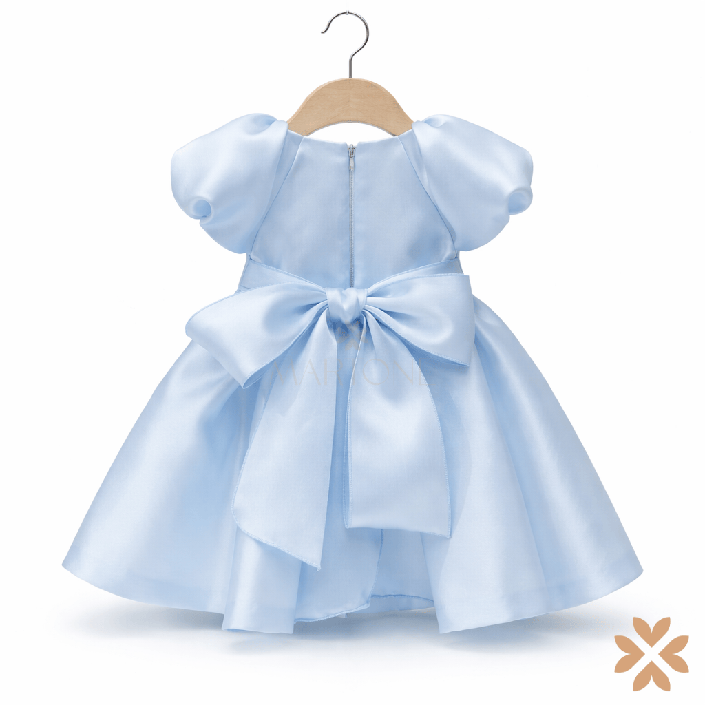 Abito cielo organza lucida con spilla