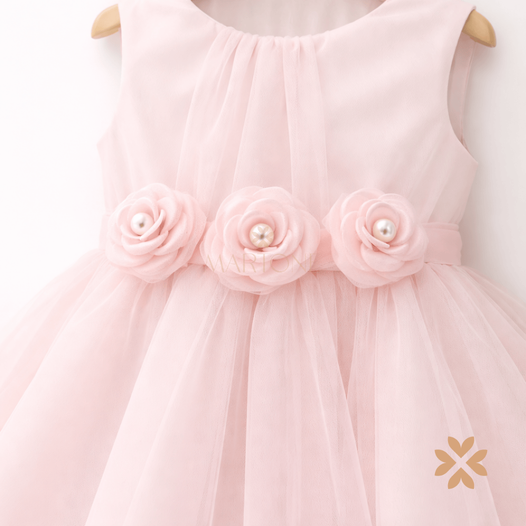 Abito in tulle cintura fiori con perle - Baby A