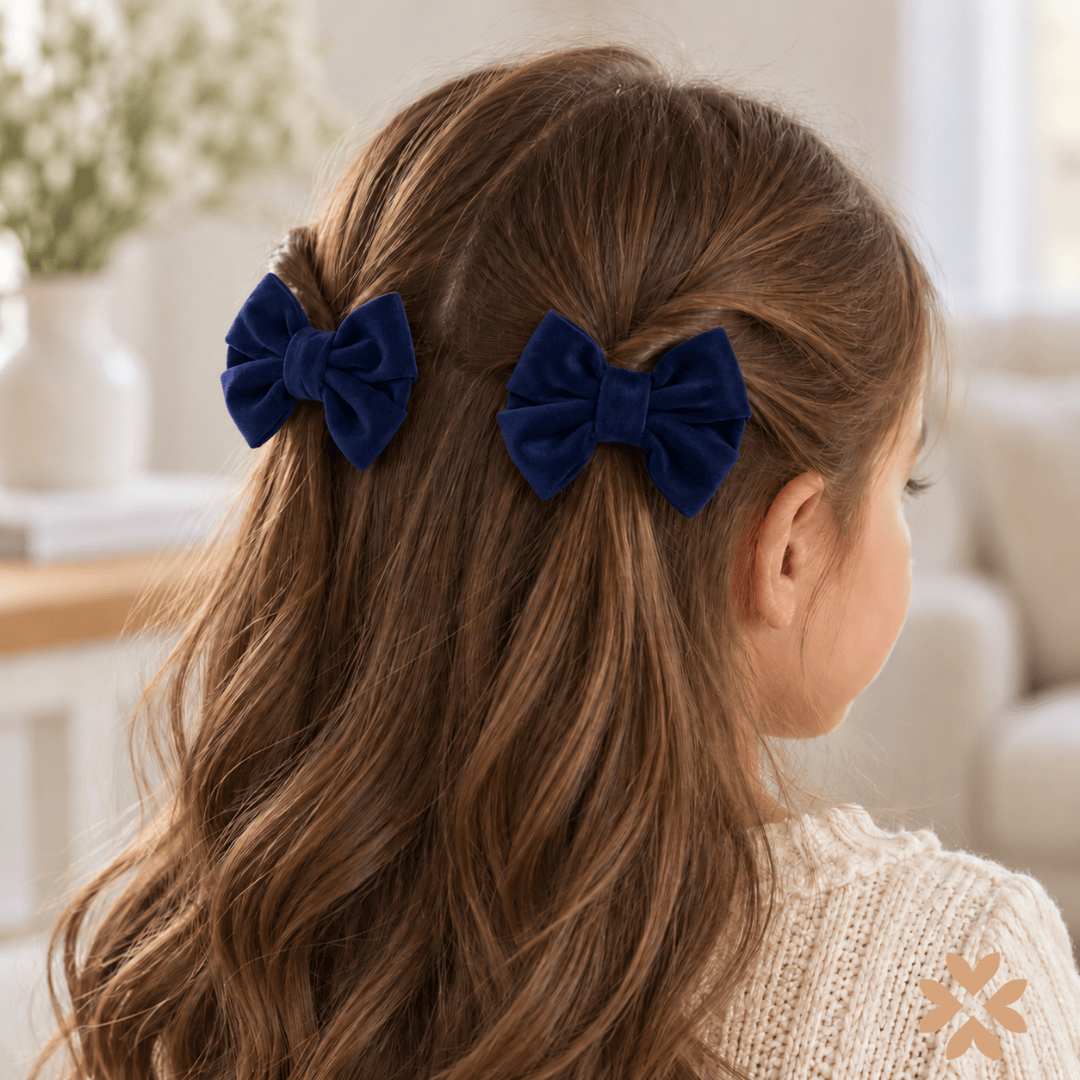 Ferrettini con fiocco in velluto blu