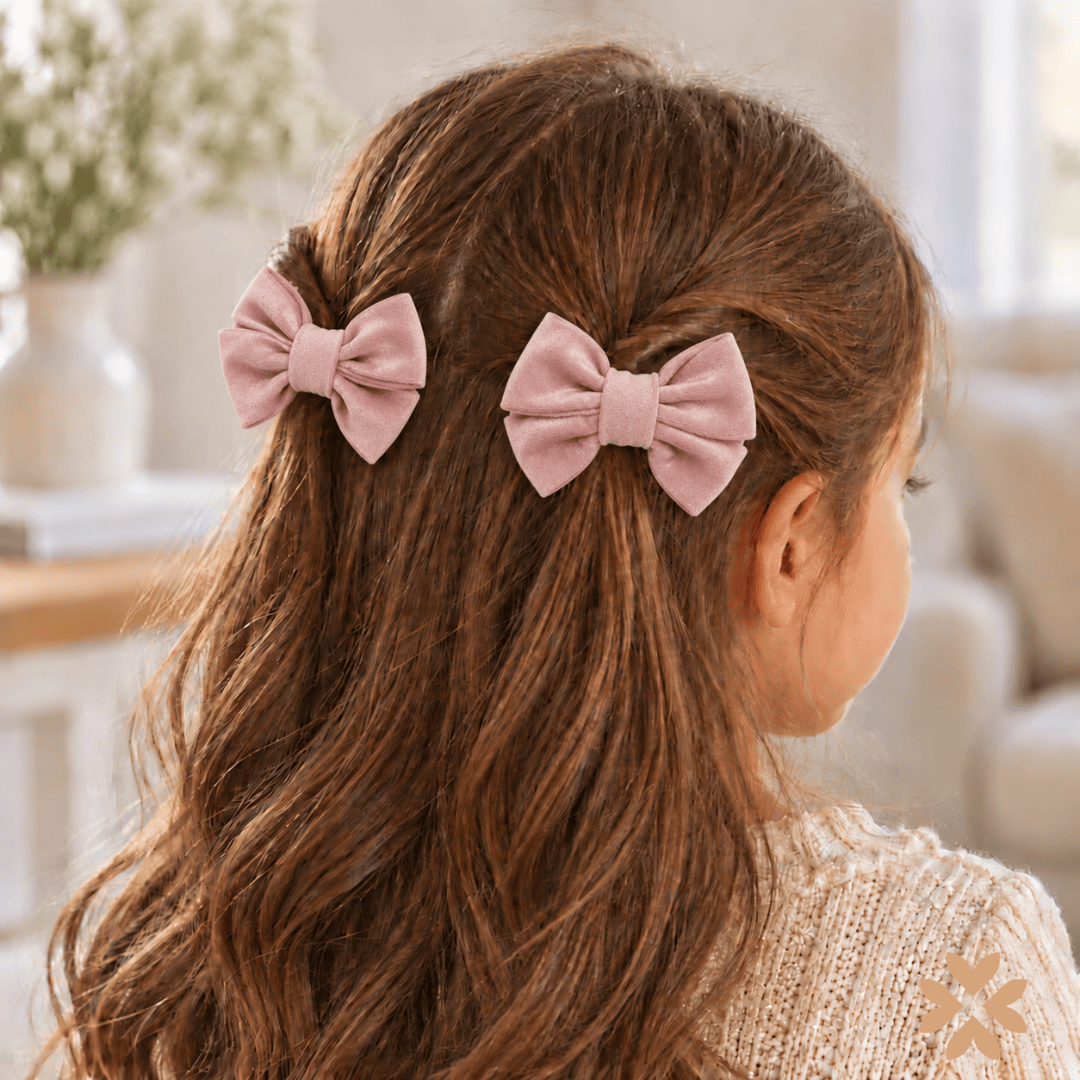 Ferrettini con fiocco in velluto rosa