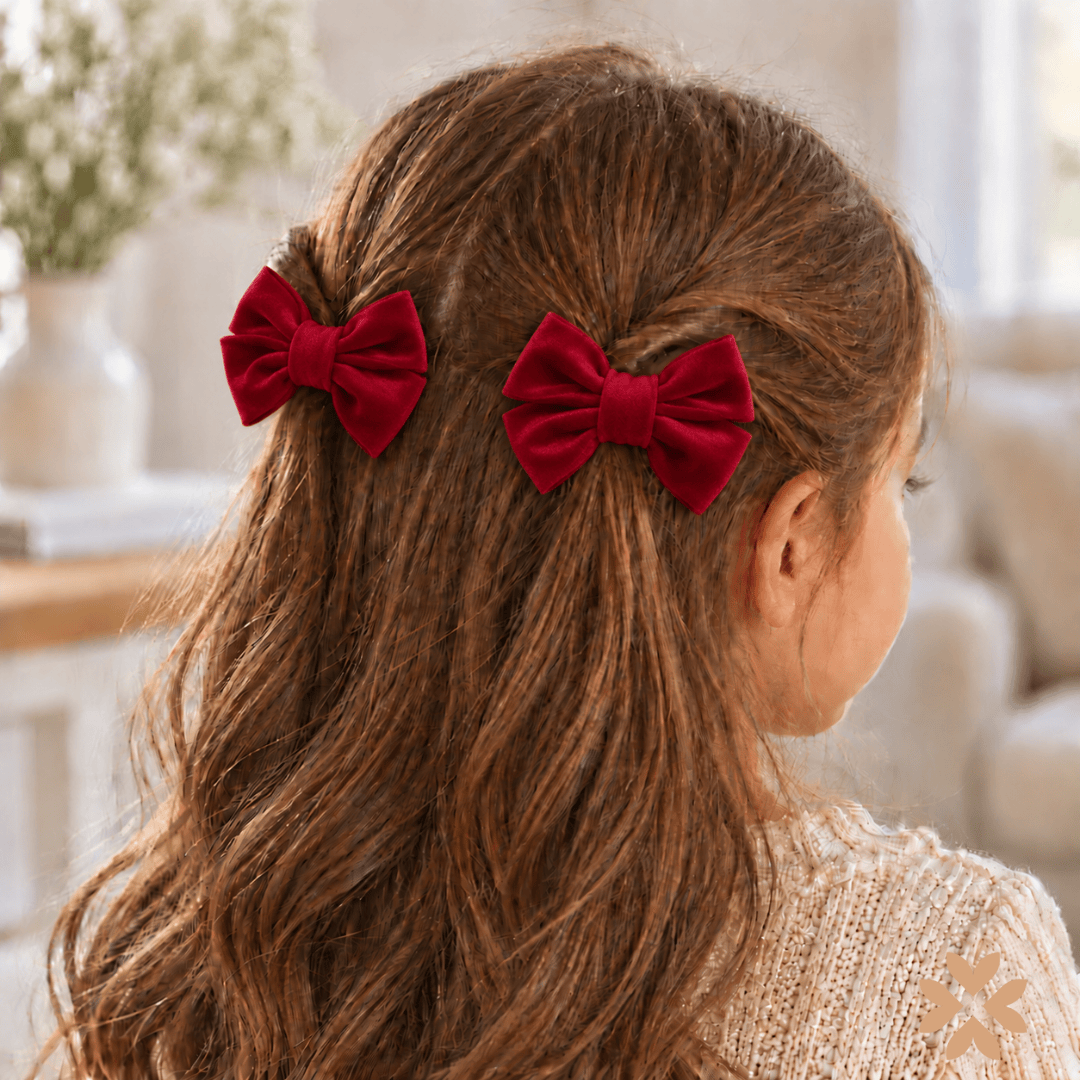 Ferrettini con fiocco in velluto rosso