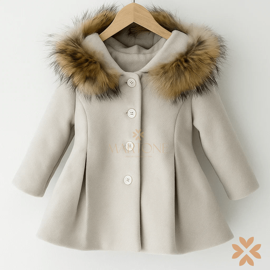 Cappotto svasato con ecopelliccia