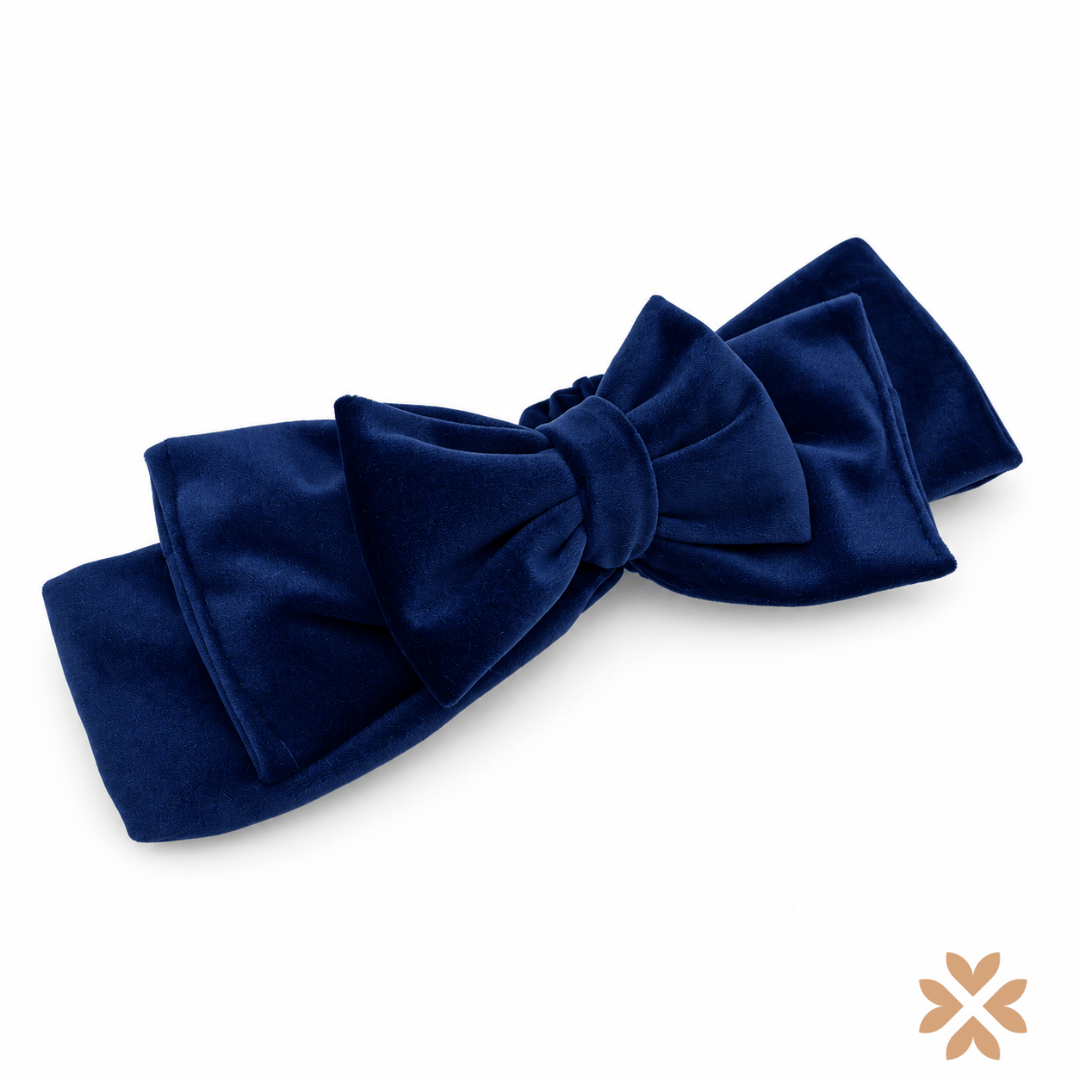 Fascia con fiocco in velluto blu