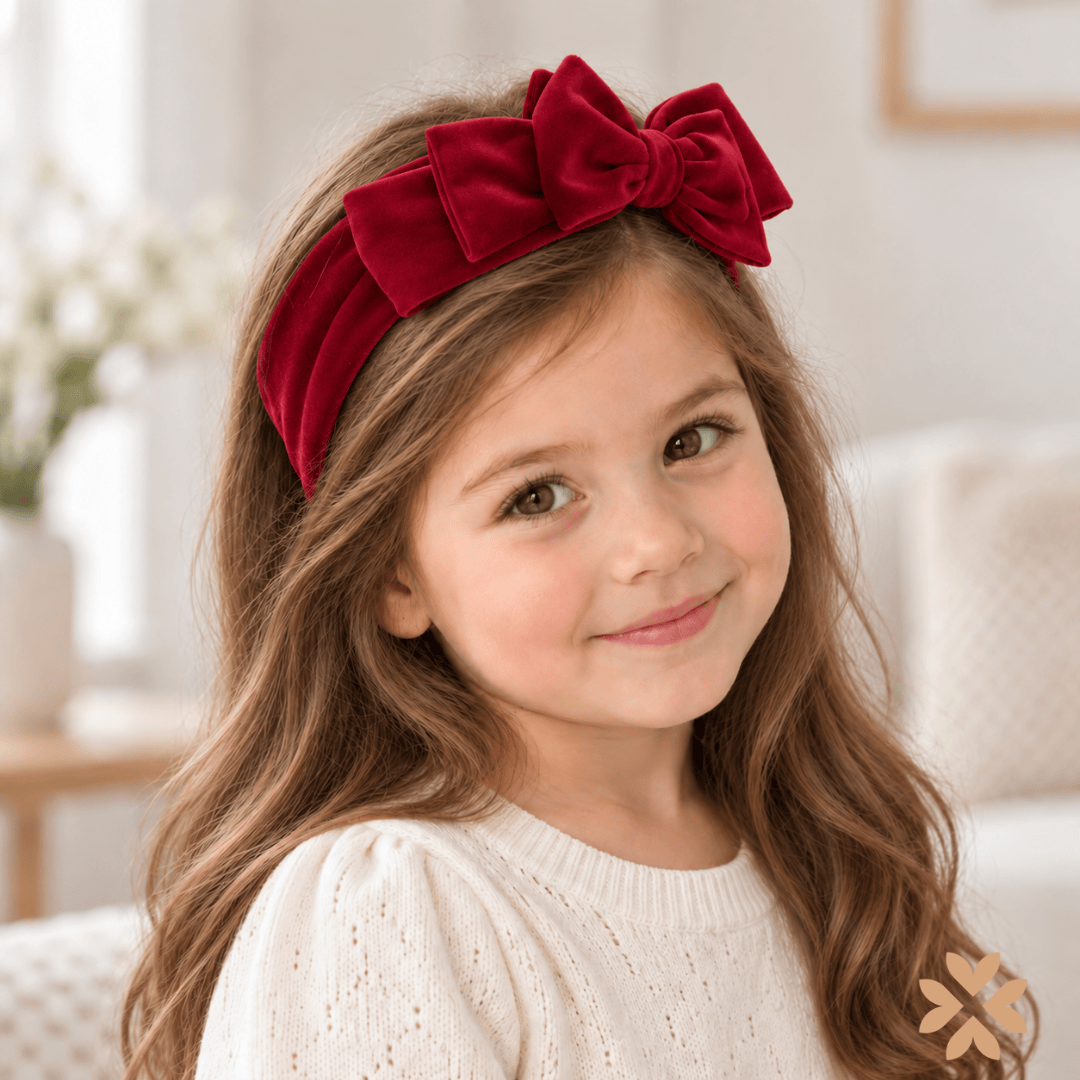 Fascia con fiocco in velluto rosso