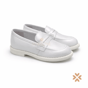 Mocassino pelle bianco perlato