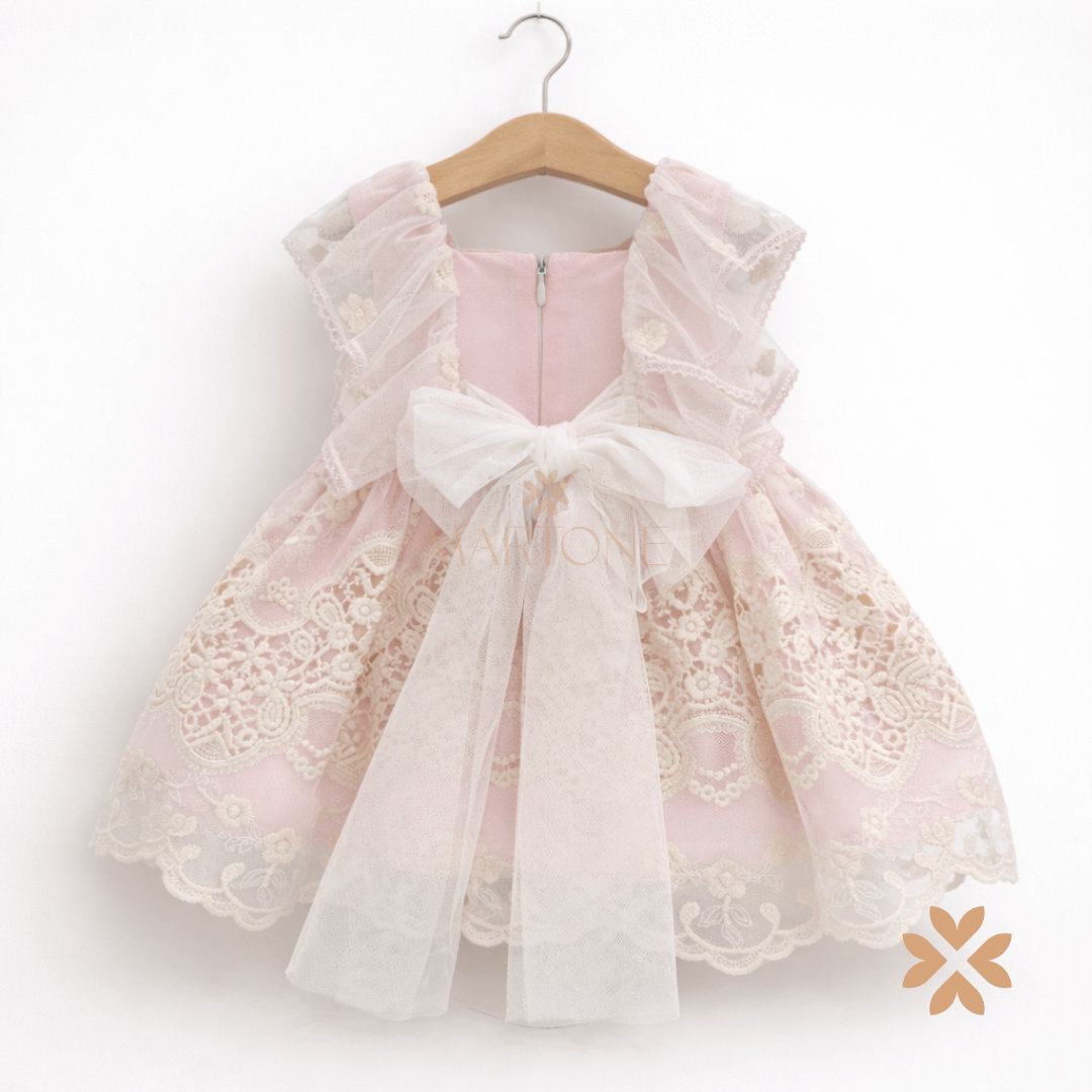 Abito in pizzo macramè rosa - Mimosa