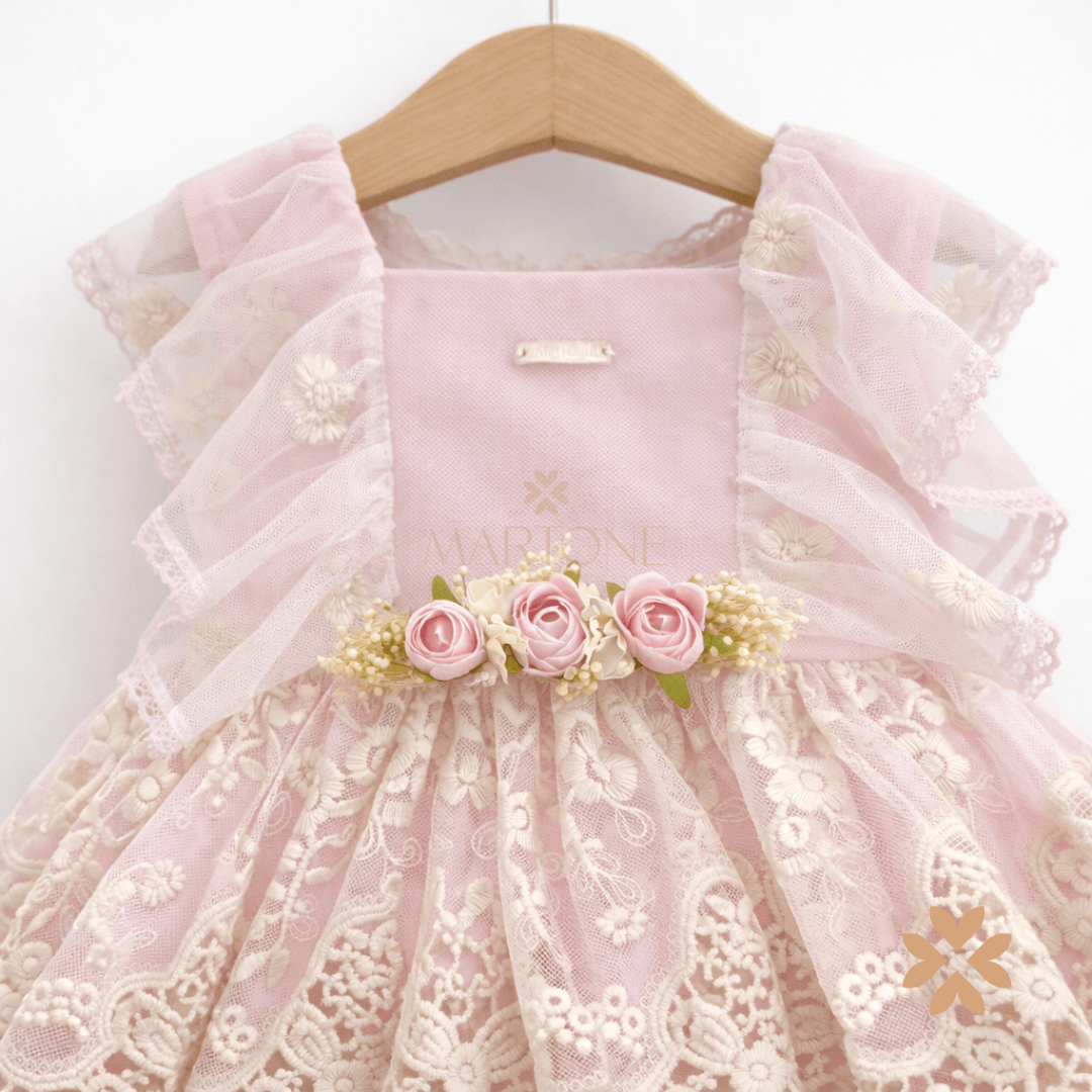 Abito in pizzo macramè rosa - Mimosa