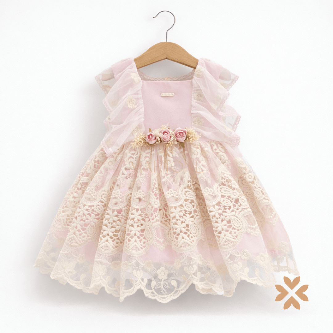 Abito in pizzo macramè rosa - Mimosa