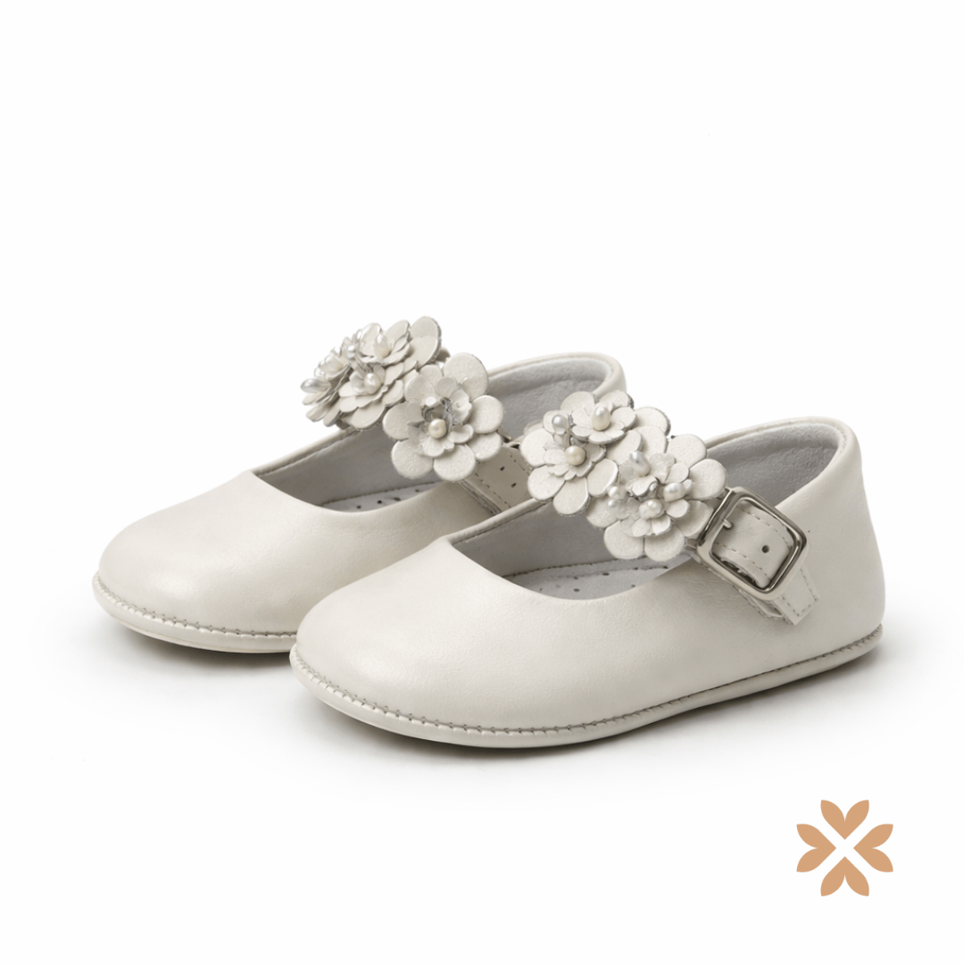 Scarpine culla con fascia floreale