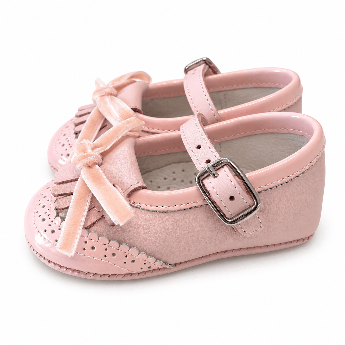 Scarpine da culla rosa con fiocco - Panyno