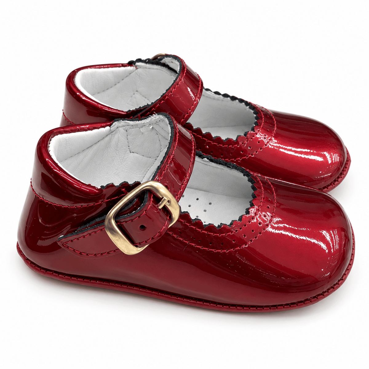 Scarpina culla in vernice rosso metal - Panyno