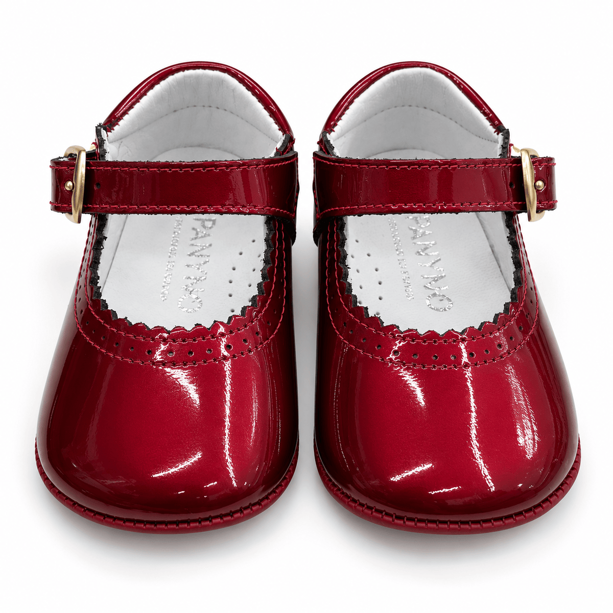 Scarpina culla in vernice rosso metal - Panyno