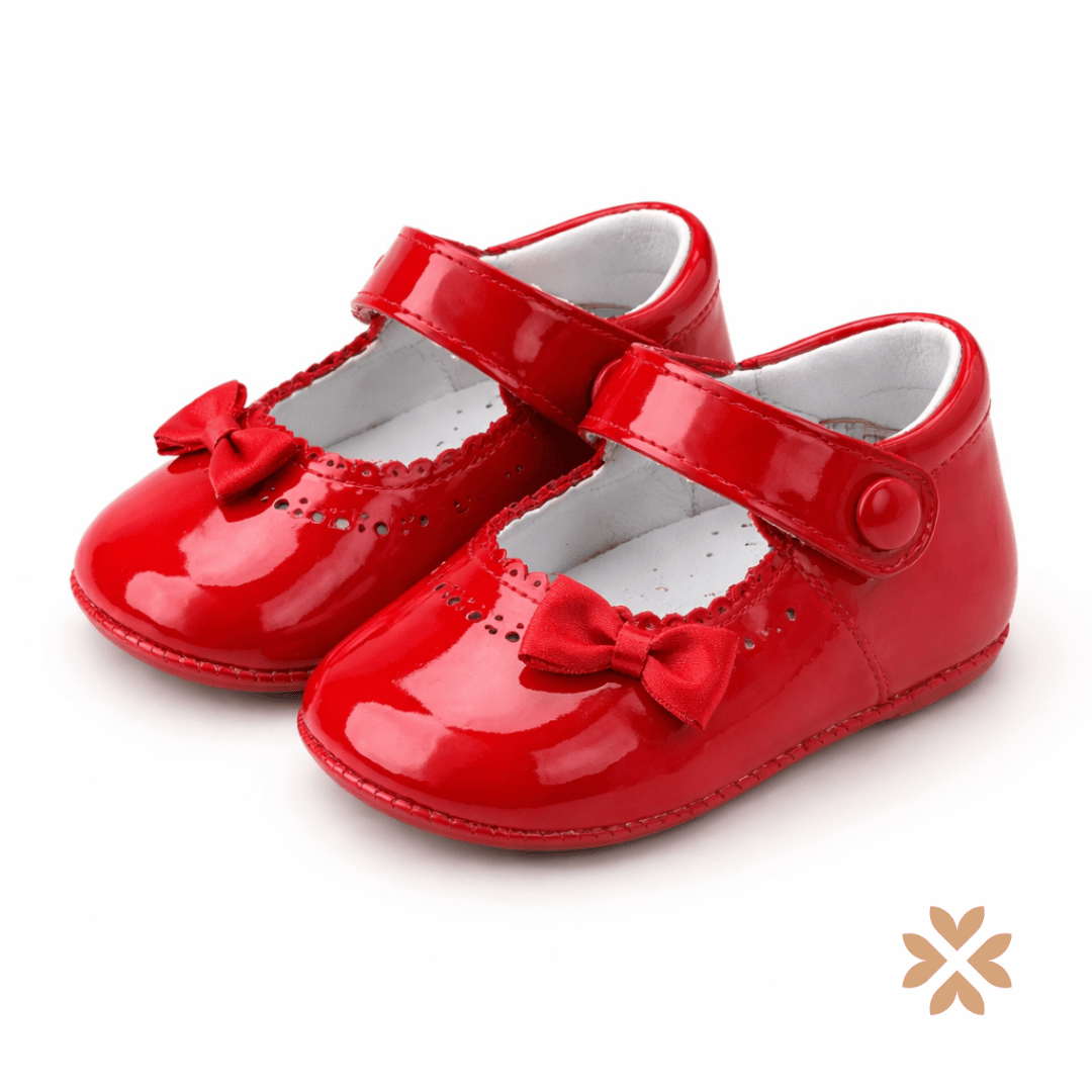 Scarpina vernice rossa con fiocco