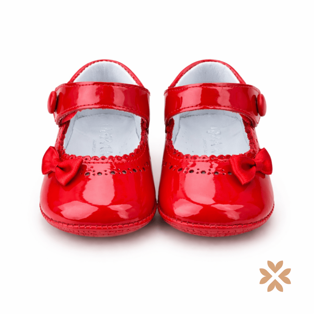 Scarpina vernice rossa con fiocco