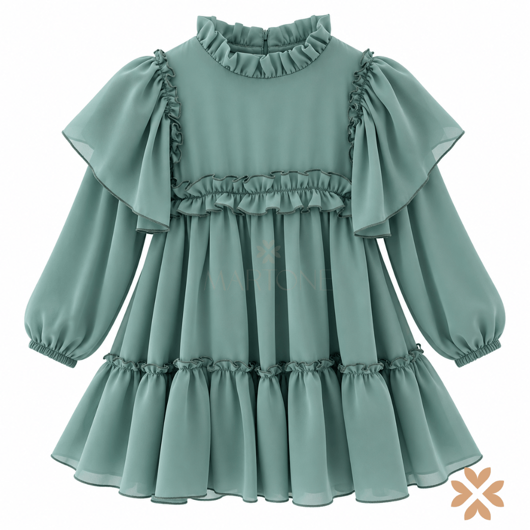 Abito con Rouches Verde - Petit Posh