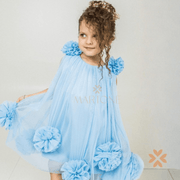 Abito svasato in tulle con pompon - Peti Posh