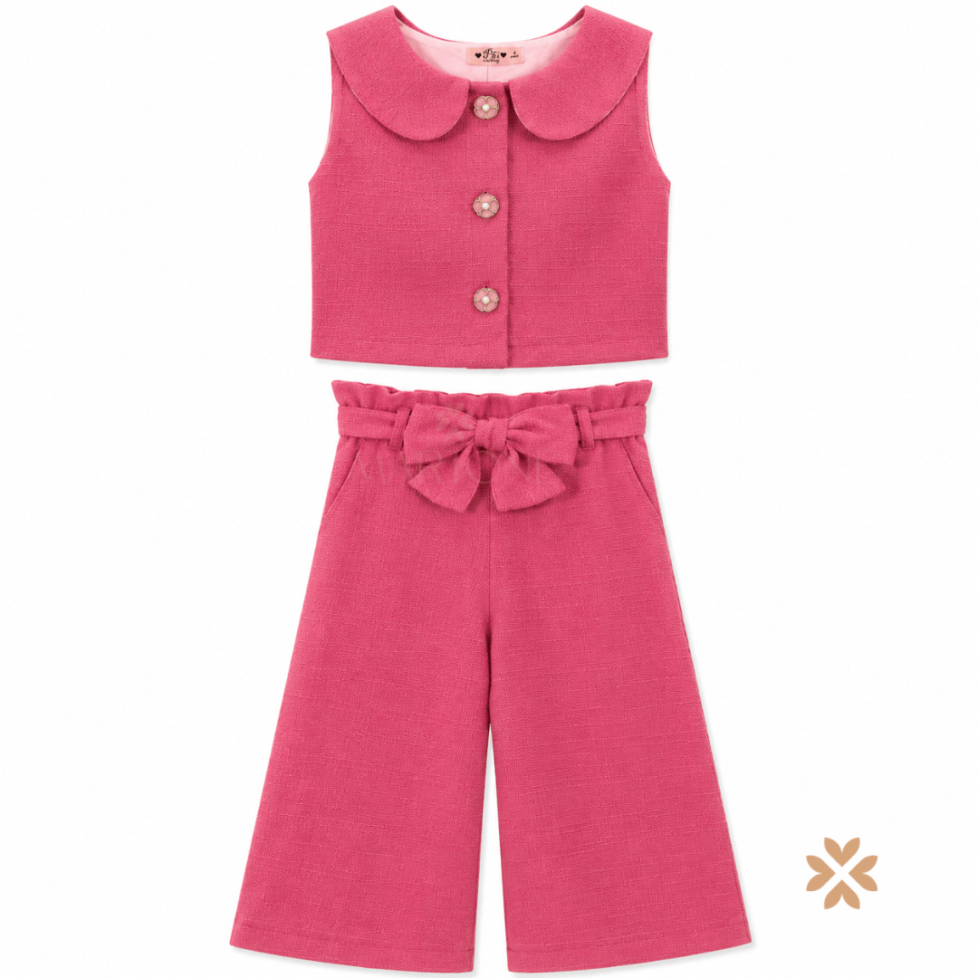 Completo Palazzo Tweed Fragola - Phi Clothing