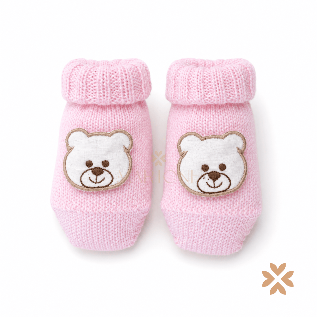 Babbucce in lana Teddy Pink - Primodì Bebè