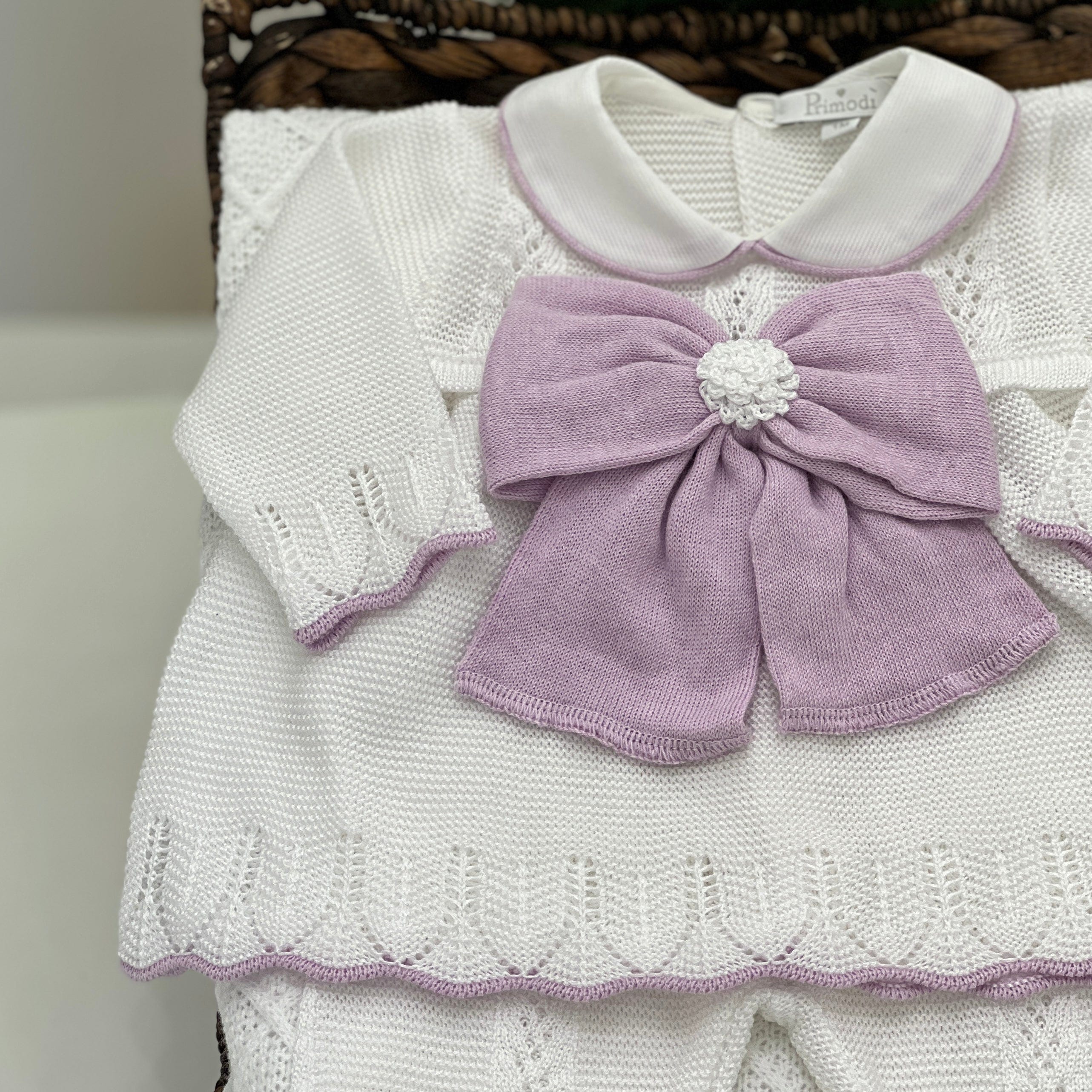 Primodì Bebe - Tutina spezzata fiocco lilla