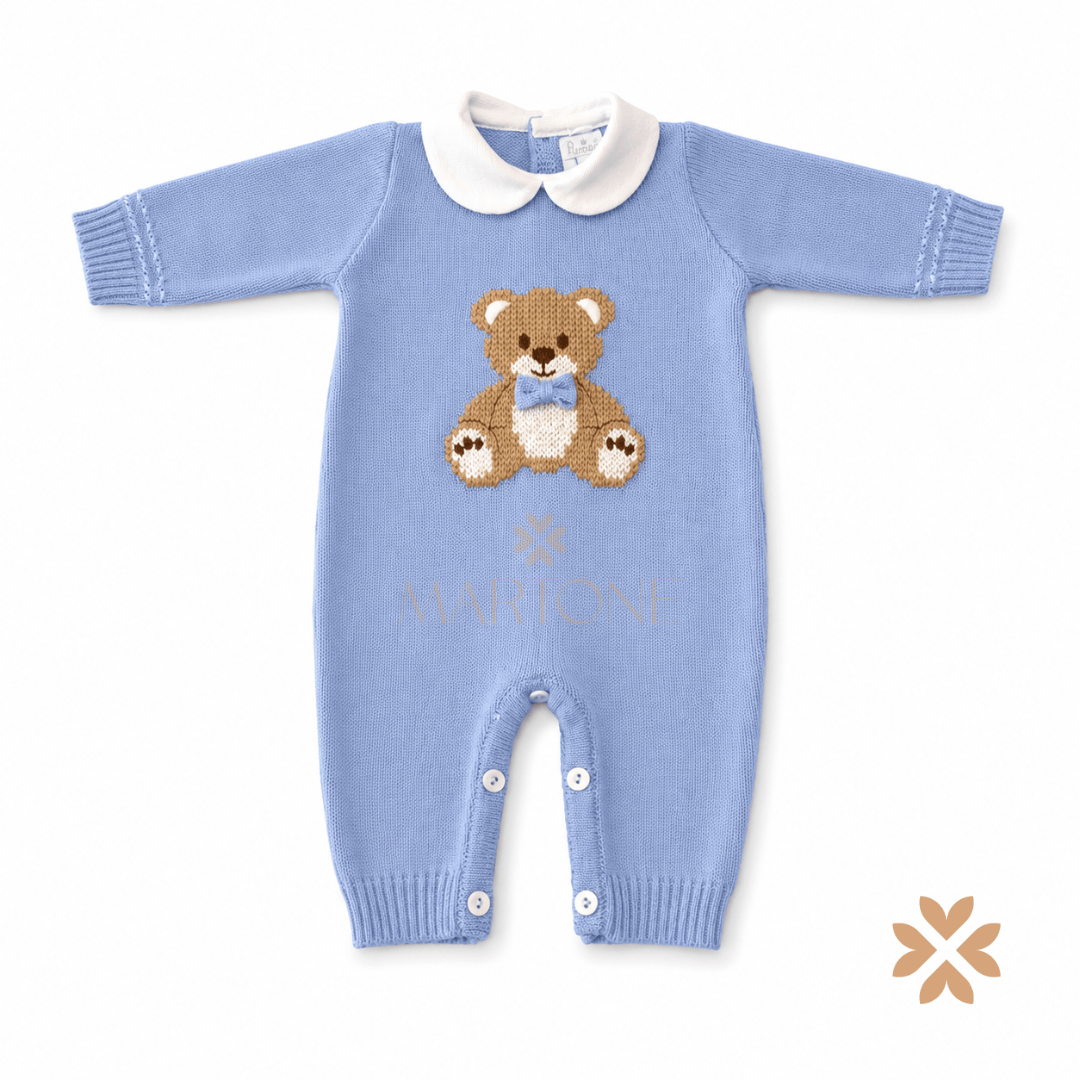 Tutina intera Teddy Cielo in pura lana - Primodì Bebè